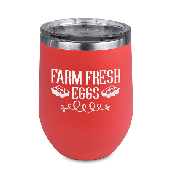 Custom Farm Quotes Stemless Stainless Steel Wine Tumbler - Coral - Single Sided