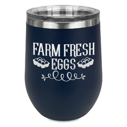 Farm Quotes Stemless Stainless Steel Wine Tumbler - Navy - Double Sided