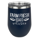 Farm Quotes Stemless Stainless Steel Wine Tumbler - Navy - Single Sided