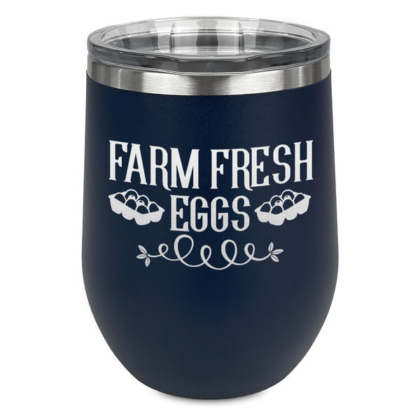 Custom Farm Quotes Stemless Stainless Steel Wine Tumbler - Navy - Single Sided
