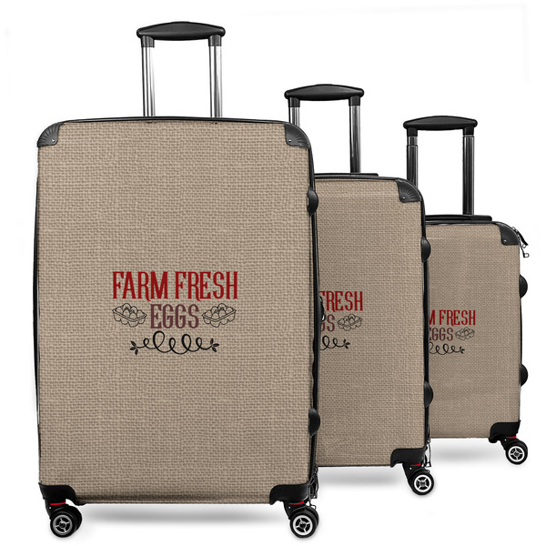 Custom Farm Quotes 3 Piece Luggage Set - 20" Carry On, 24" Medium Checked, 28" Large Checked