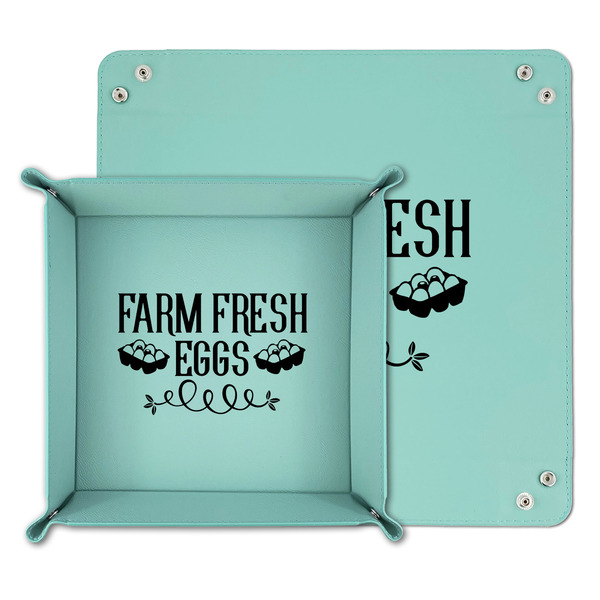 Farm Quotes Teal Faux Leather Valet Trays - PARENT MAIN