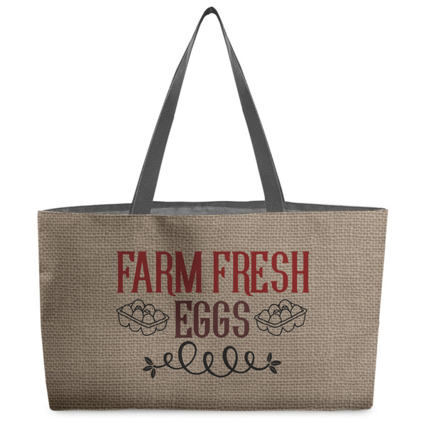 Custom Farm Quotes Beach Totes Bag - w/ Black Handles