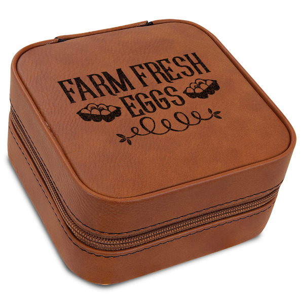 Custom Farm Quotes Travel Jewelry Box - Rawhide Leather