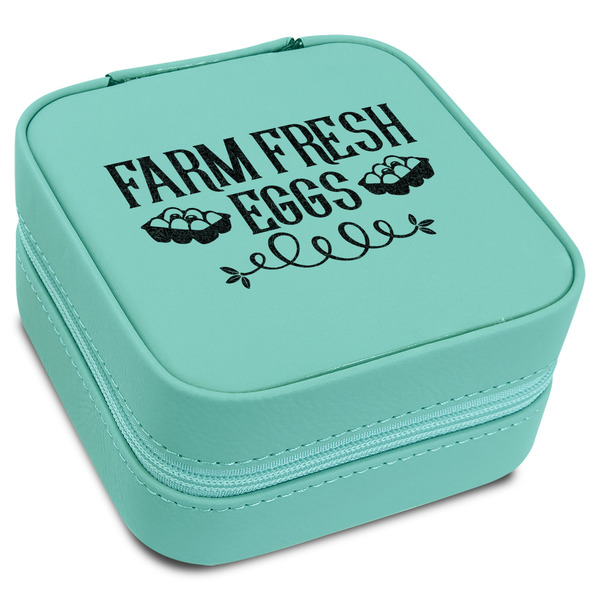 Custom Farm Quotes Travel Jewelry Box - Teal Leather
