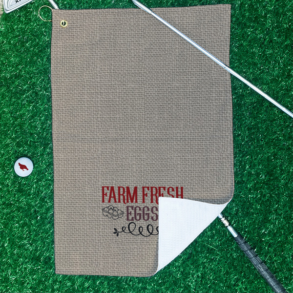 Farm Quotes Waffle Weave Golf Towel - In Context