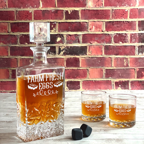 Farm Quotes Whiskey Decanters - 26oz Rect - LIFESTYLE