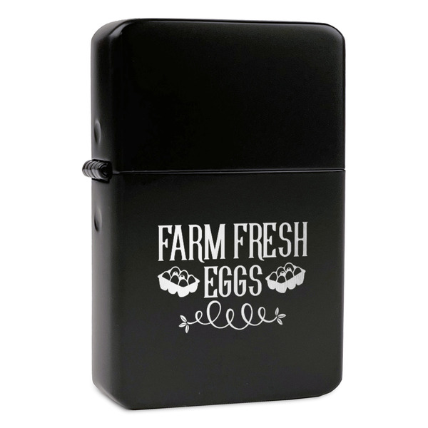 Custom Farm Quotes Windproof Lighter - Black - Single Sided & Lid Engraved