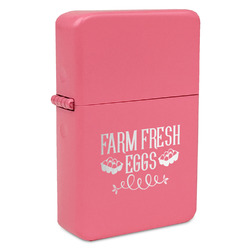 Farm Quotes Windproof Lighter - Pink - Double Sided & Lid Engraved