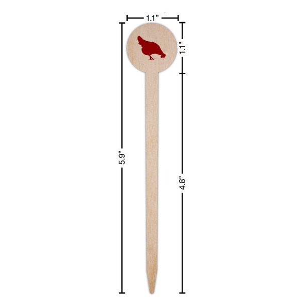 Farm Quotes Wooden 6" Food Pick - Round - Dimensions