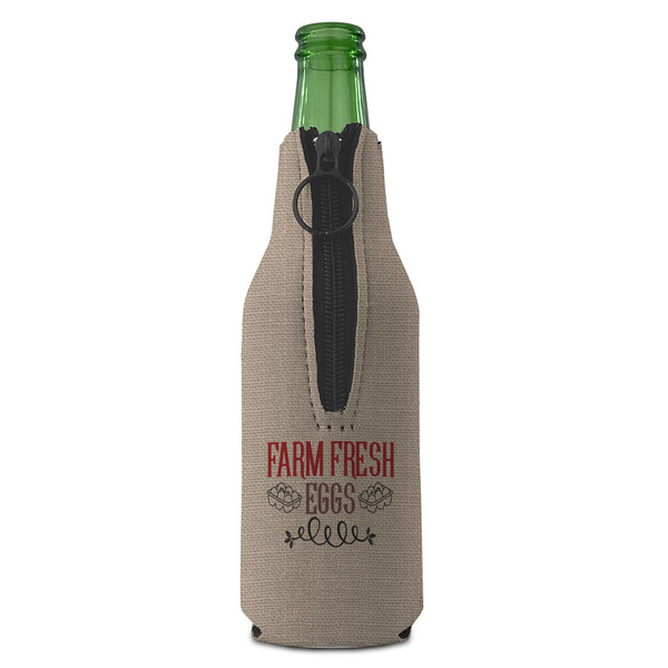 Farm Quotes Zipper Bottle Cooler - BACK (bottle)