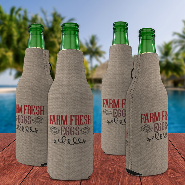 Farm Quotes Zipper Bottle Cooler - Set of 4 - LIFESTYLE