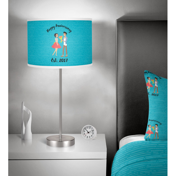 Happy Anniversary 13 inch drum lamp shade - in room