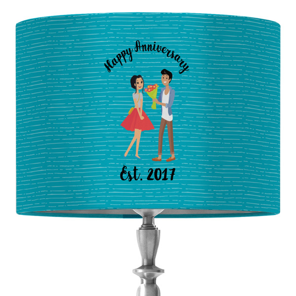 Custom Happy Anniversary 16" Drum Lamp Shade - Fabric (Personalized)