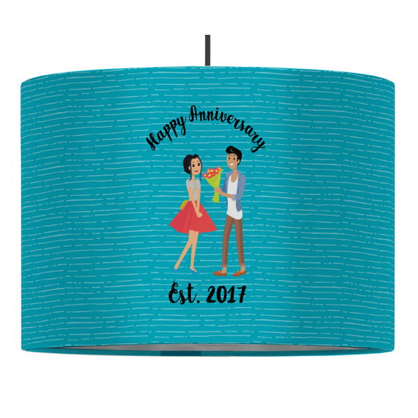 Custom Happy Anniversary 16" Drum Pendant Lamp - Fabric (Personalized)