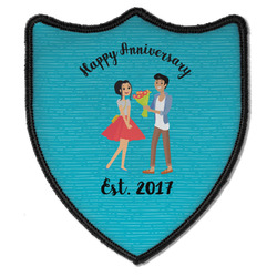 Happy Anniversary Iron On Shield Patch B w/ Couple's Names