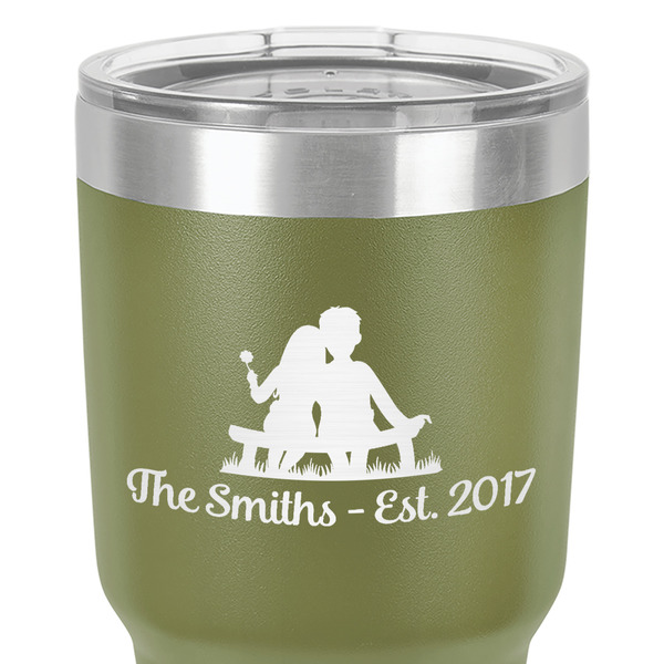 Happy Anniversary 30 oz Stainless Steel Ringneck Tumbler - Olive - Close Up