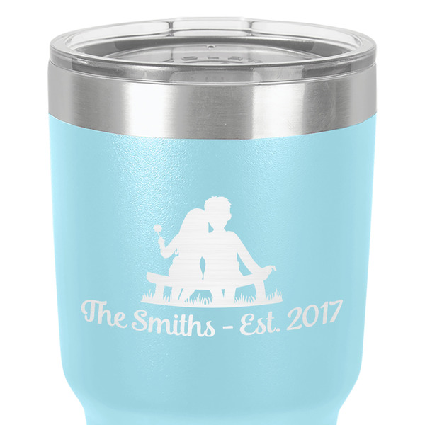Happy Anniversary 30 oz Stainless Steel Ringneck Tumbler - Teal - Close Up