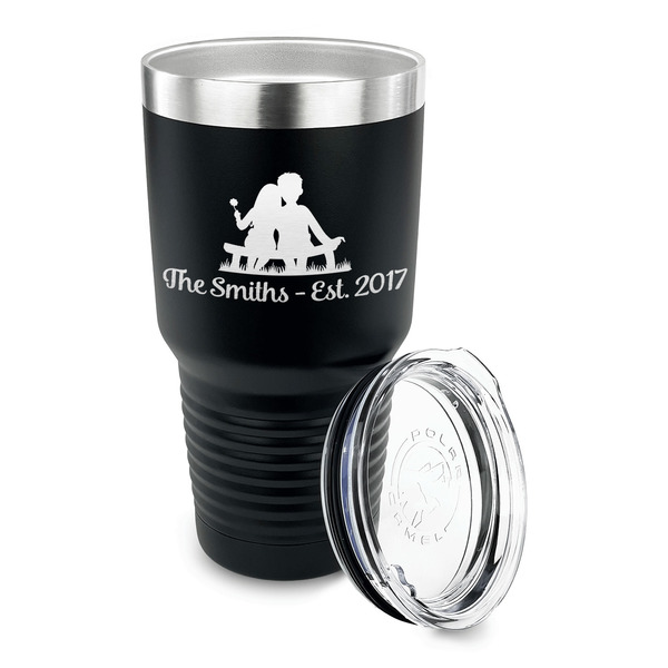 Happy Anniversary 30 oz Stainless Steel Ringneck Tumblers - Black - LID OFF