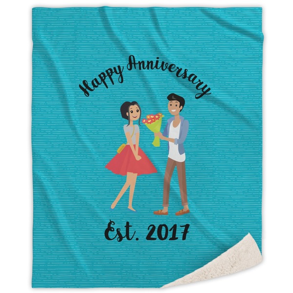 Custom Happy Anniversary Sherpa Throw Blanket (Personalized)