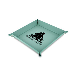 Happy Anniversary 6" x 6" Teal Faux Leather Valet Tray (Personalized)
