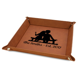 Happy Anniversary 9" x 9" Leather Valet Tray w/ Couple's Names
