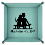 Happy Anniversary Teal Faux Leather Valet Tray (Personalized)