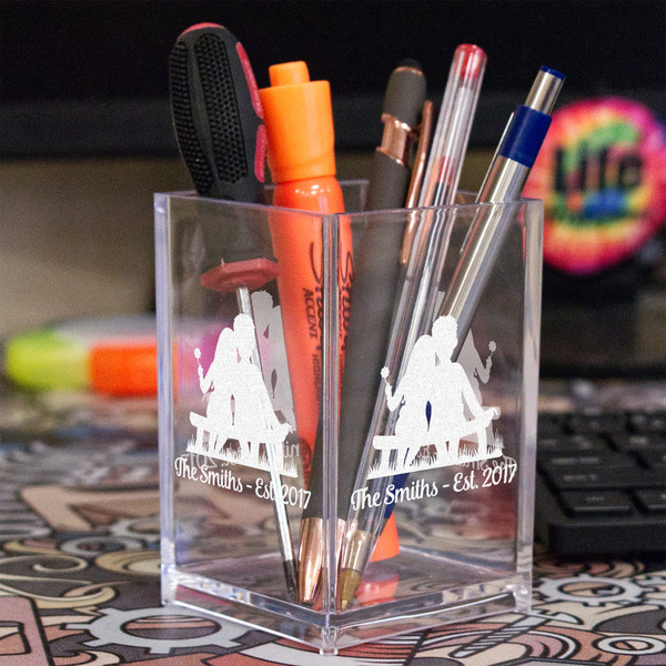 Happy Anniversary Acrylic Pen Holder - In Context