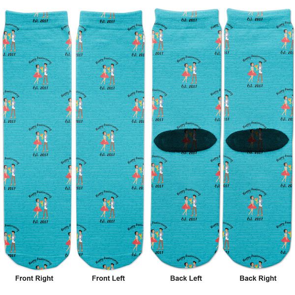 Happy Anniversary Adult Crew Socks - Double Pair - Front and Back - Apvl