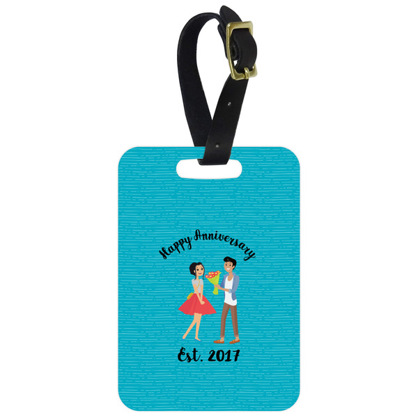 Custom Happy Anniversary Metal Luggage Tag w/ Couple's Names