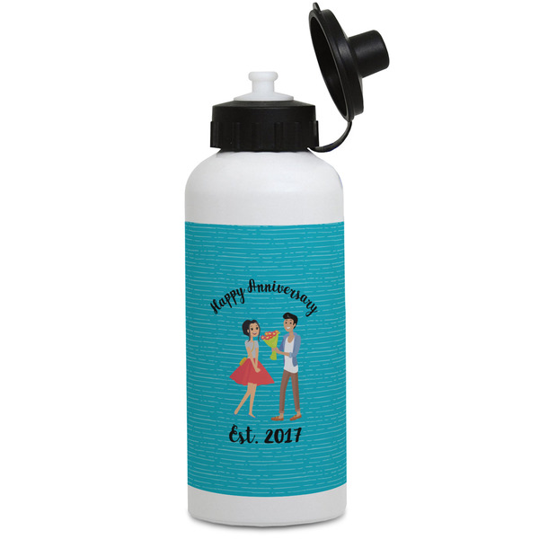 Custom Happy Anniversary Water Bottles - Aluminum - 20 oz - White (Personalized)