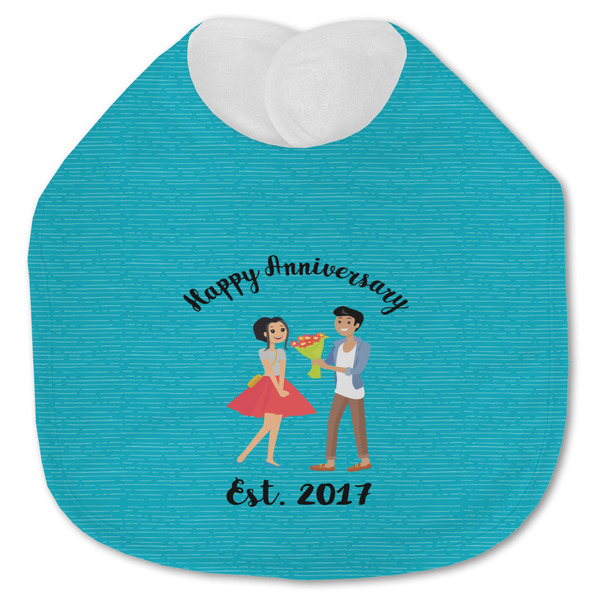 Custom Happy Anniversary Jersey Knit Baby Bib w/ Couple's Names
