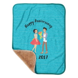 Happy Anniversary Sherpa Baby Blanket - 30" x 40" w/ Couple's Names