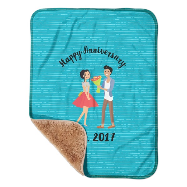 Custom Happy Anniversary Sherpa Baby Blanket - 30" x 40" w/ Couple's Names