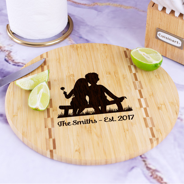 Happy Anniversary Bamboo Cutting Board - In Context