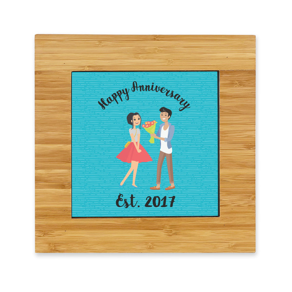 Custom Happy Anniversary Bamboo Trivet with Ceramic Tile Insert (Personalized)