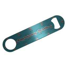 Happy Anniversary Bar Bottle Opener - Silver w/ Couple's Names