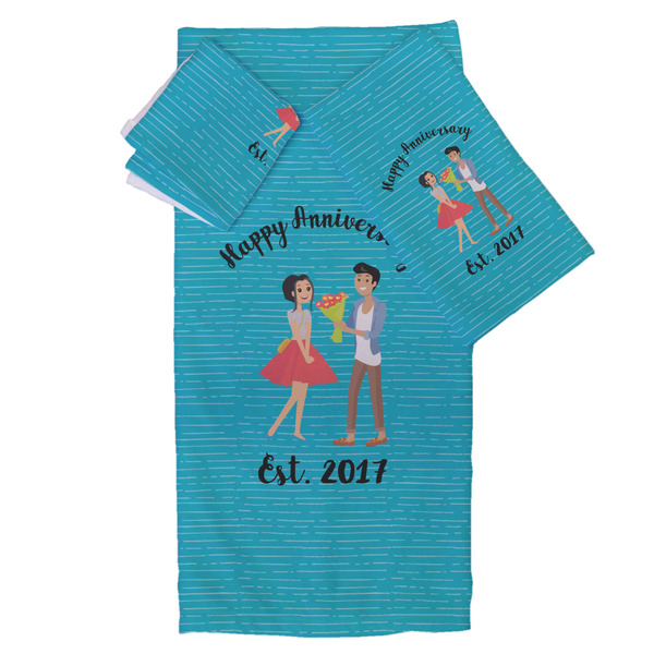 Custom Happy Anniversary Bath Towel Set - 3 Pcs (Personalized)