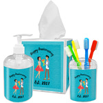 Happy Anniversary Acrylic Bathroom Accessories Set w/ Couple's Names