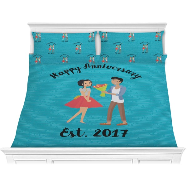 Custom Happy Anniversary Comforter Set - King (Personalized)
