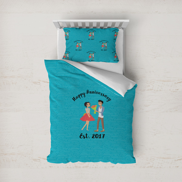 Custom Happy Anniversary Duvet Cover Set - Twin (Personalized)