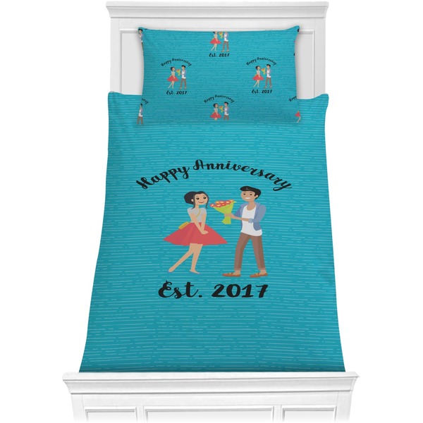Custom Happy Anniversary Comforter Set - Twin (Personalized)