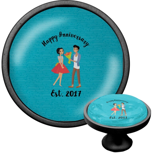 Custom Happy Anniversary Cabinet Knob (Black) (Personalized)