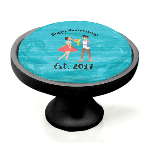 Happy Anniversary Black Custom Cabinet Knob (Side)
