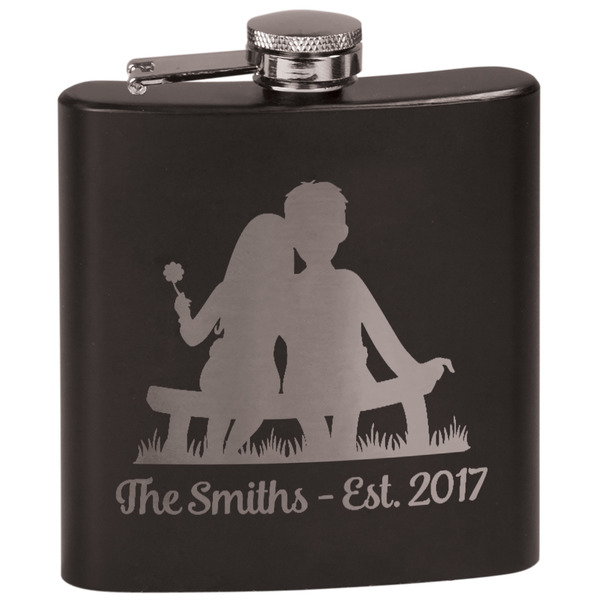 Custom Happy Anniversary Black Flask Set (Personalized)