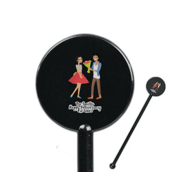 Happy Anniversary 5.5" Round Plastic Stir Sticks - Black - Single Sided (Personalized)