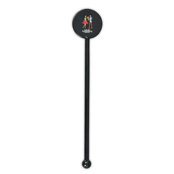 Happy Anniversary Black Plastic 5.5" Stir Stick - Round - Single Stick