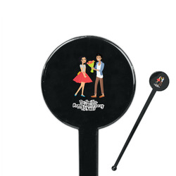 Happy Anniversary 7" Round Plastic Stir Sticks - Black - Single Sided (Personalized)
