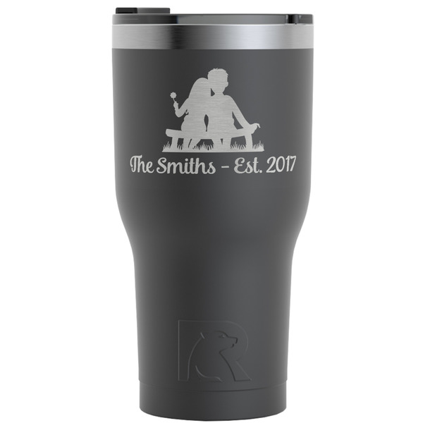 Custom Happy Anniversary RTIC Tumbler - Black - Engraved Front (Personalized)
