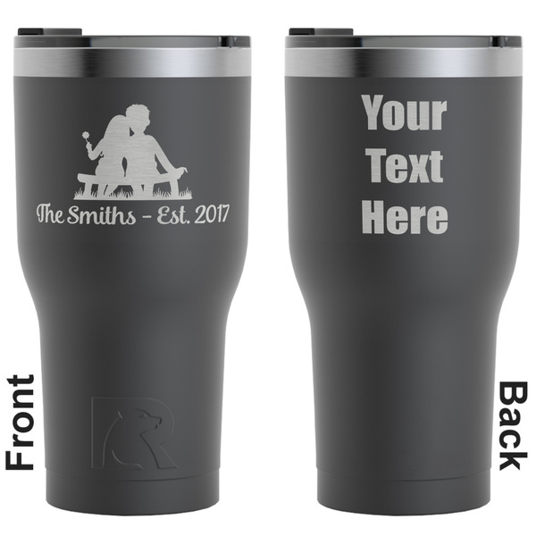 Custom Happy Anniversary RTIC Tumbler - Black - Engraved Front & Back (Personalized)